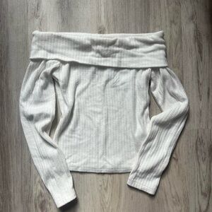 Off-Shoulder Ribbed Knit Sweater